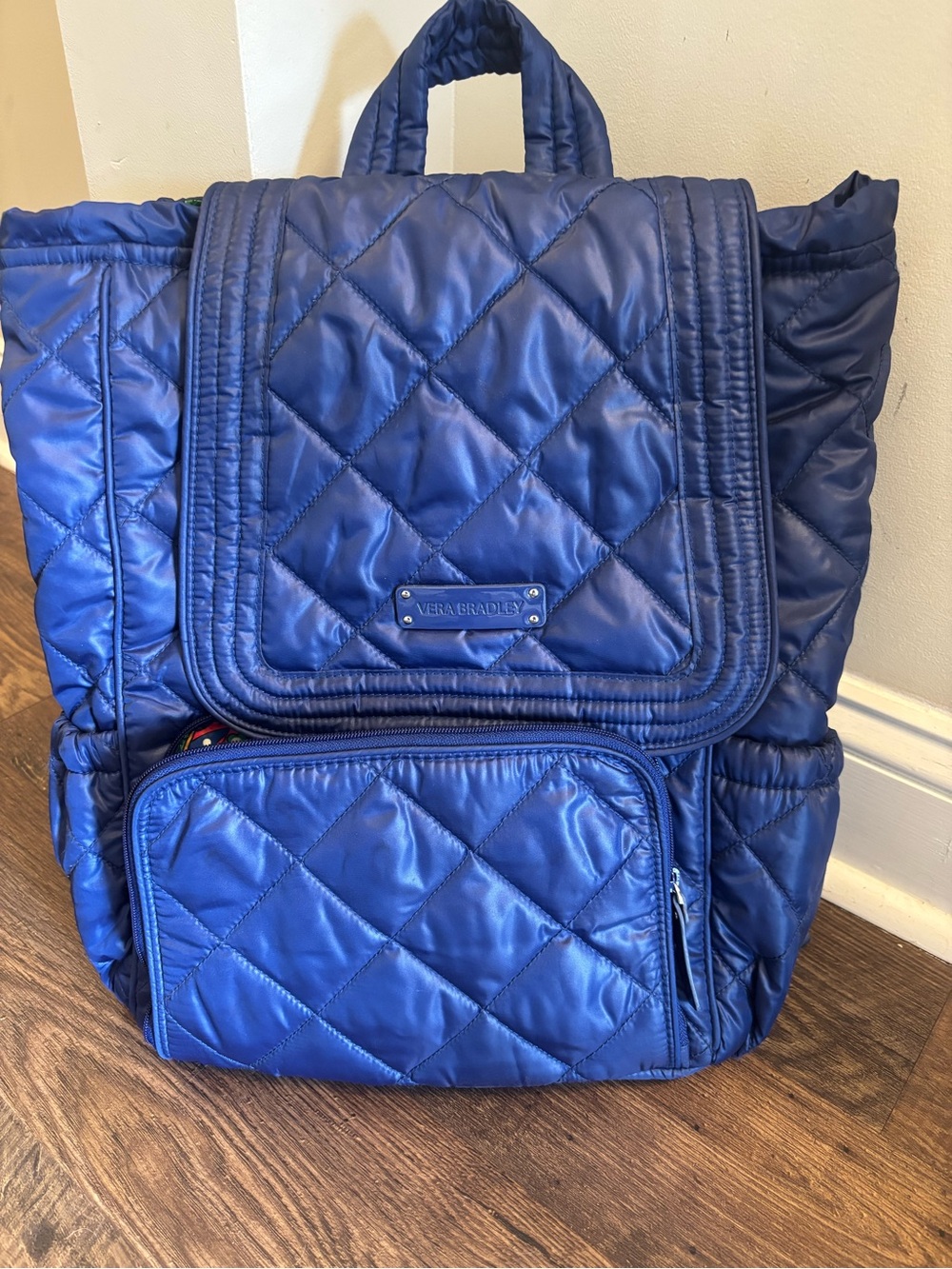 Vera Bradley Quilted Nylon Backpack Tote in Royal Blue